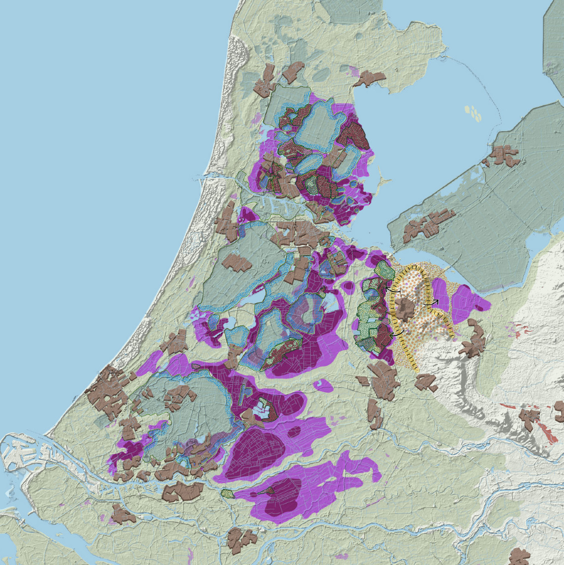 Kaart van de westelijke laagveenlandschappen